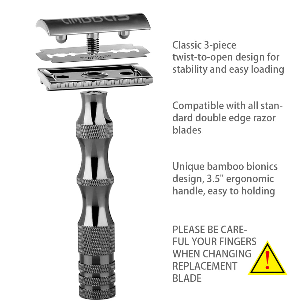 Alloy Double Edge Safety Razor with 10 Replacement Blades